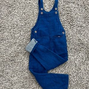 Zara baby boy size 3-4 years denim blue 100% cotton overalls with lined inside